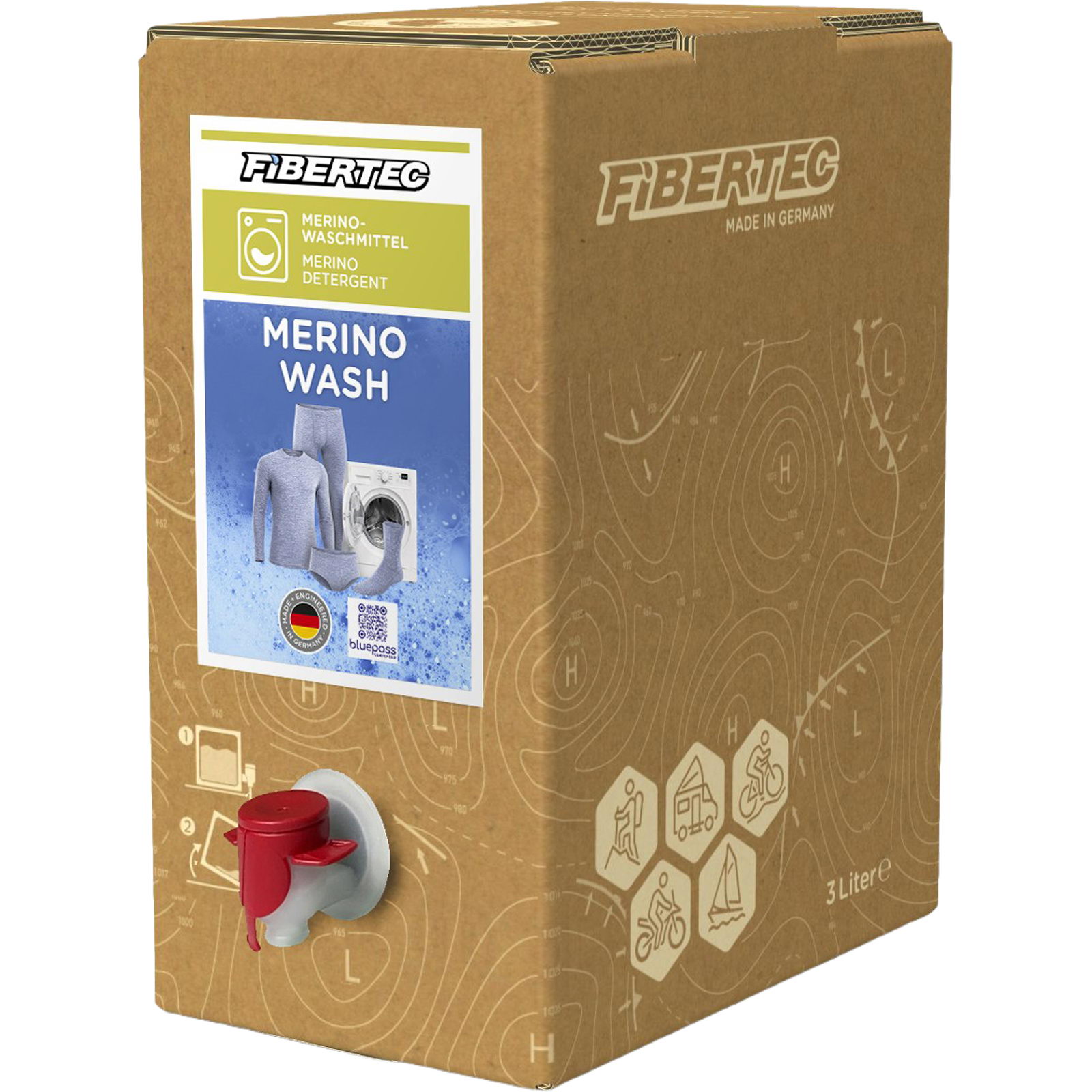 FIBERTEC Merino Wash Bag in Box 3 Liter - Spezial-Woll-Waschmittel - Bild 1