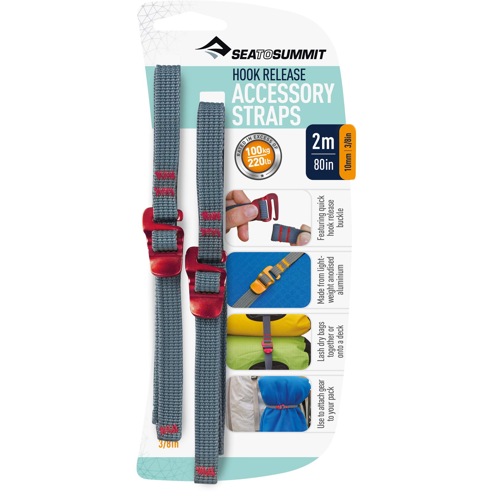 Sea to Summit Tie Down Hook Strap - 2 Stk. 10 mm x 2,0 m rot - Bild 1