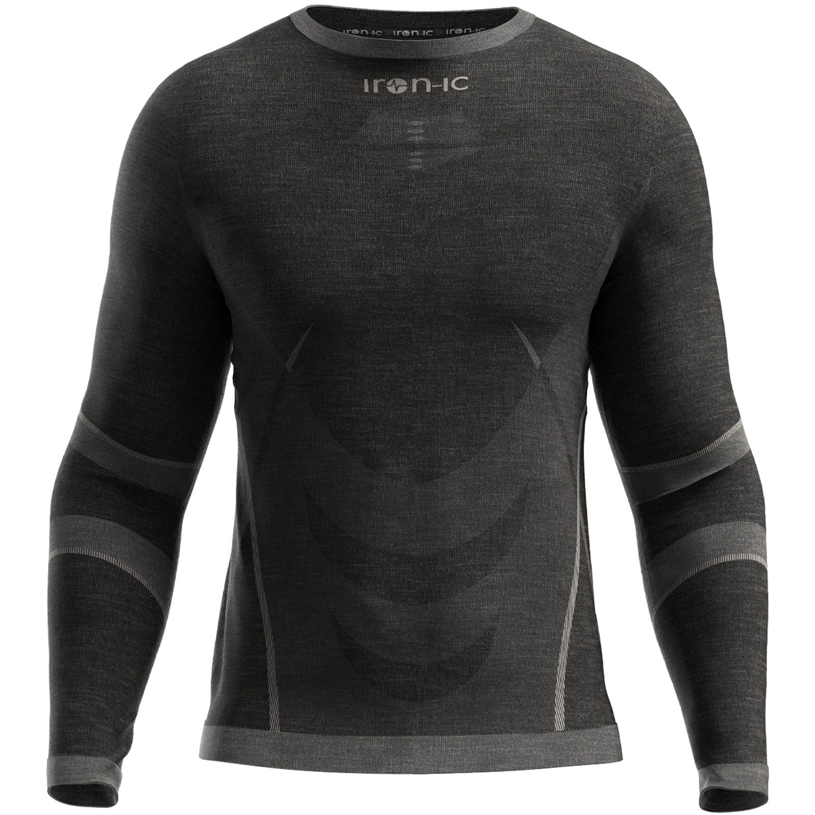 iron-ic Merino 70 Longsleeve Man - Langarmshirt black-grey - Bild 1