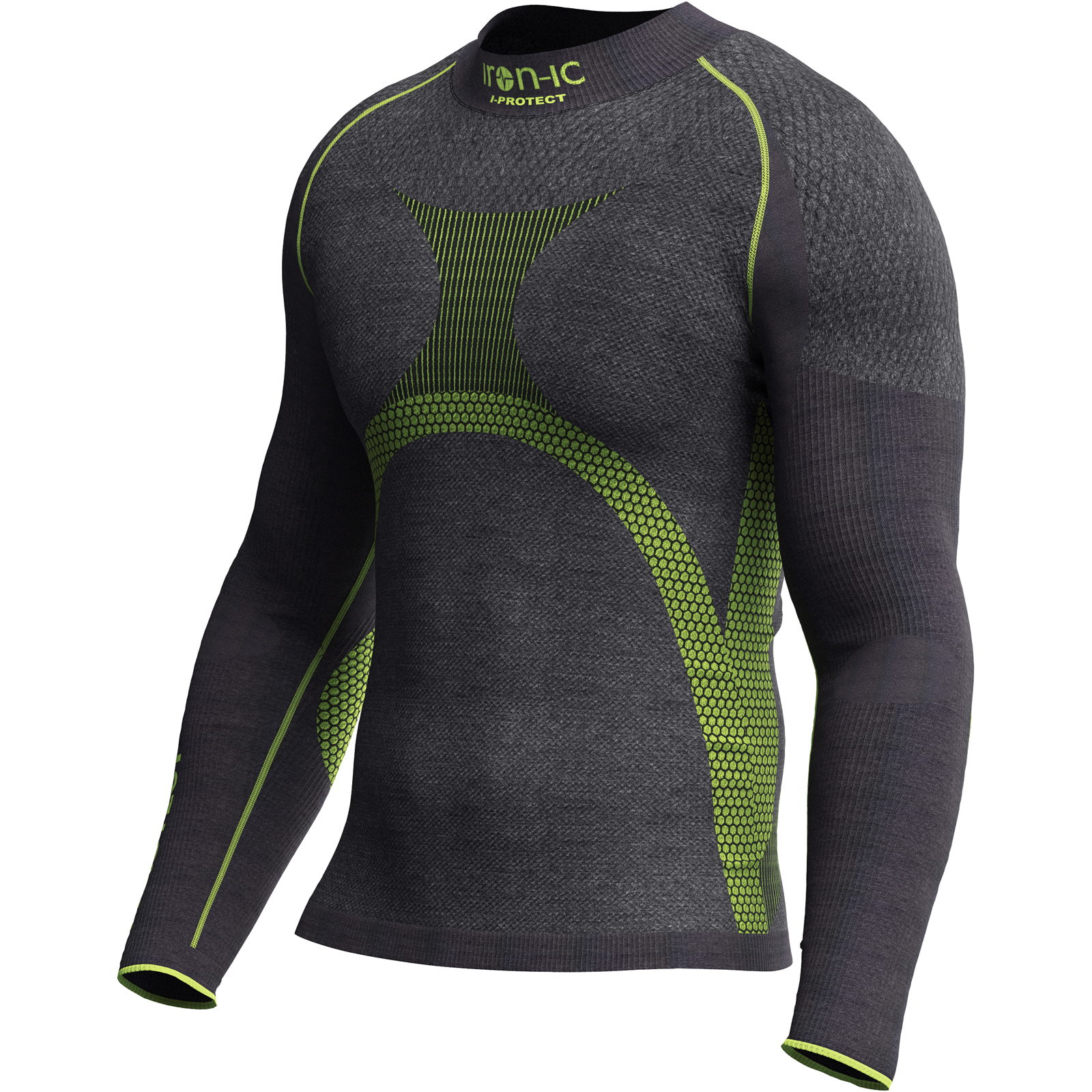 iron-ic I-PROTECT Longsleeve Man - Funktionsshirt black-neon - Bild 1