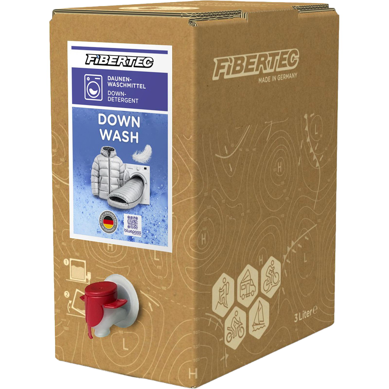 FIBERTEC Down Wash Bag in Box 3 Liter - Spezialwaschmittel Daunen - Bild 1