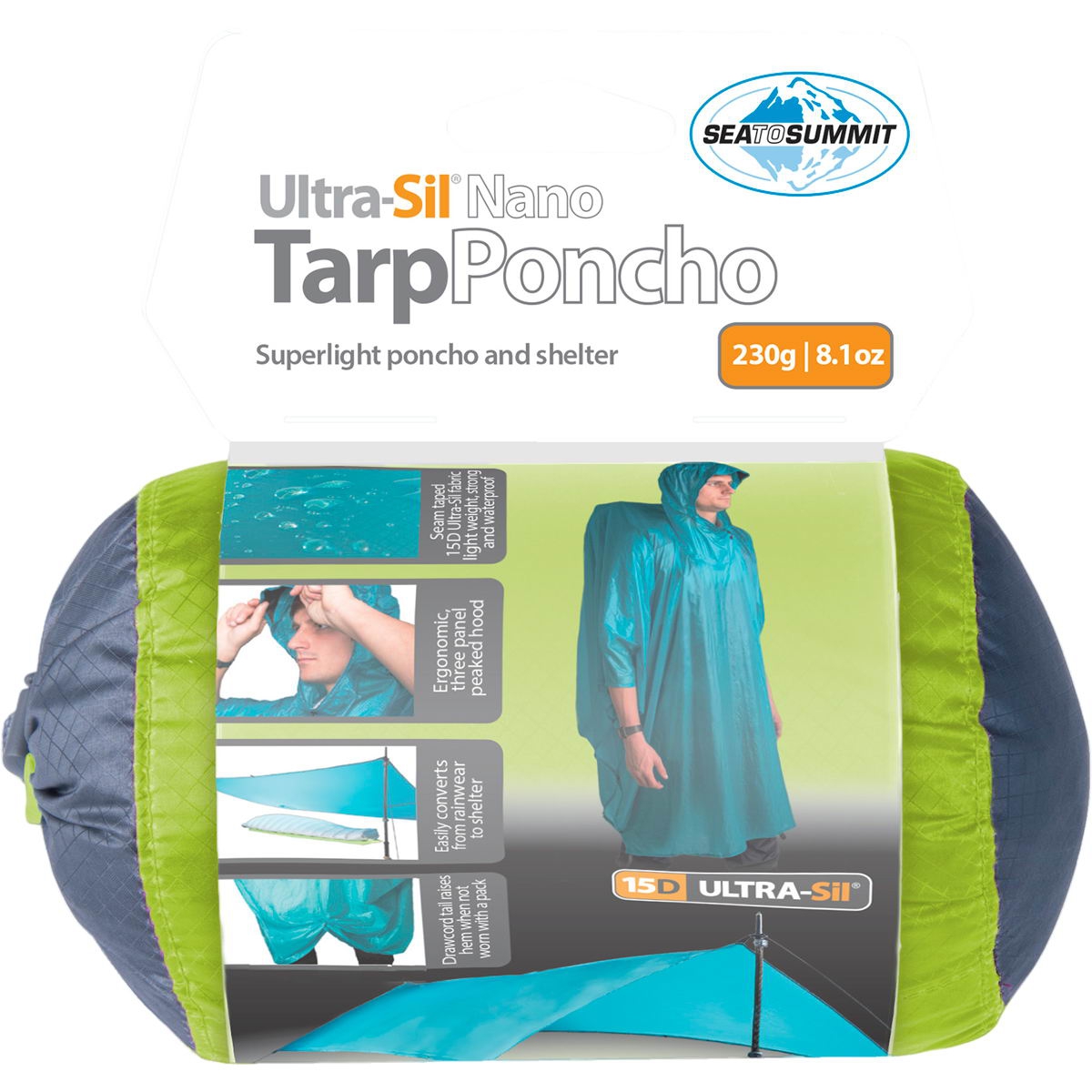 Sea to Summit Ultra-Sil Nano Tarp Poncho lime - Bild 2