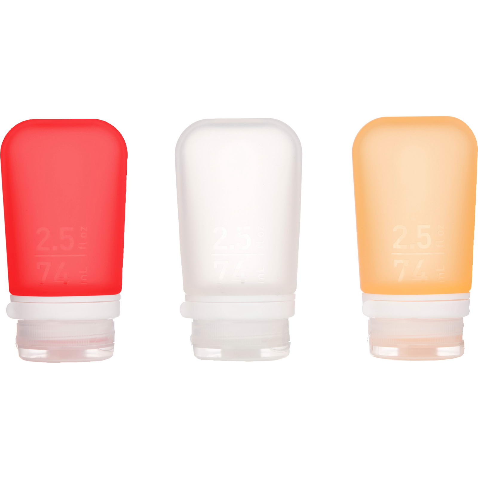 humangear GoToob+ 3er Pack - 3 x 74 ml Tube transparent-rot-orange - Bild 1