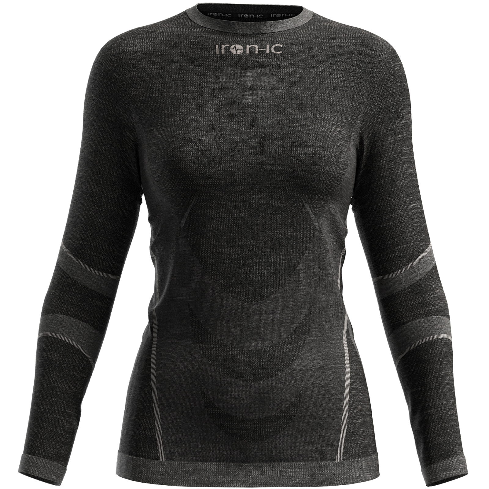 iron-ic Merino 70 Longsleeve Woman - Langarmshirt black-grey - Bild 1